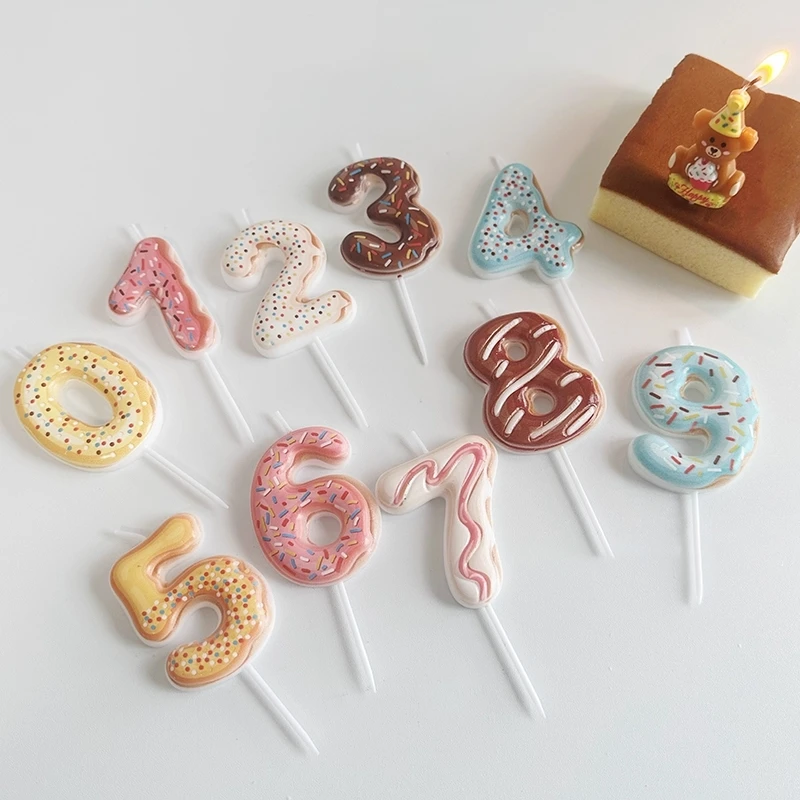 Zebra Candle Supplies - Vela con número de Donut dulce,
